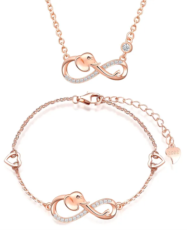 INFINIONLY Fashion Necklaces parure B collana oro rosa infinito