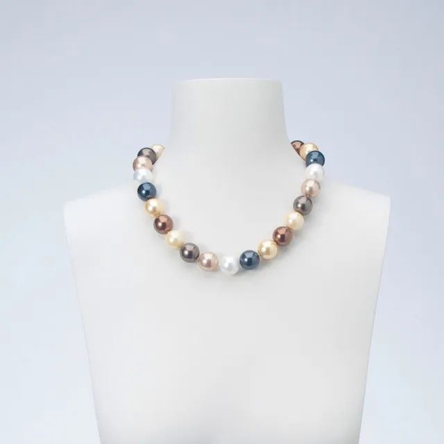 Chic Ad Hoc Collana girocollo perle bianco grigio mordorè