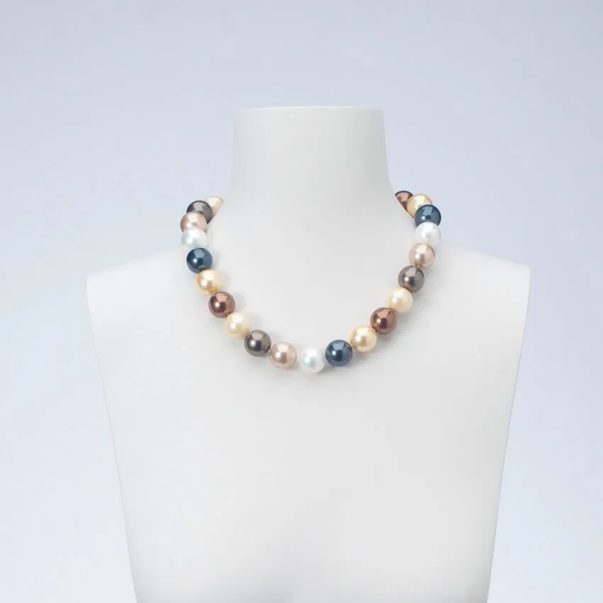 Chic Ad Hoc Collana girocollo perle bianco grigio mordorè