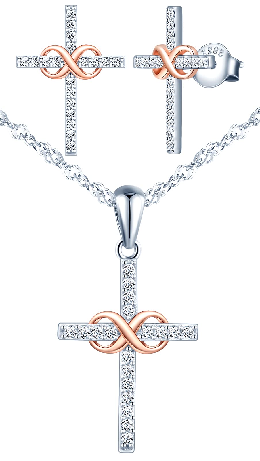 INFINIONLY collana croce infinito bicolore argento B-collane
