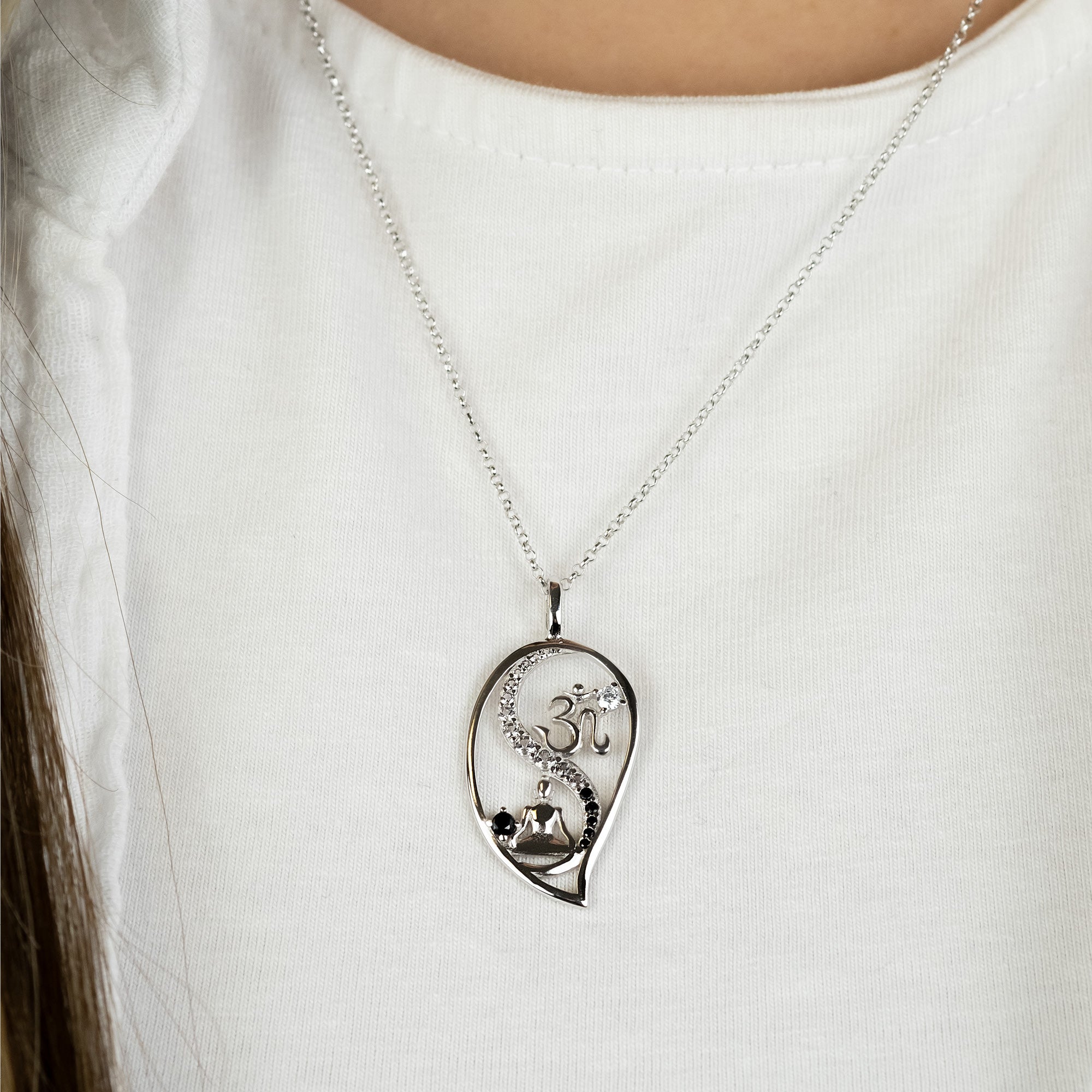 Engelsrufer Yin Yang Collana Argento Goccia Zirconia
