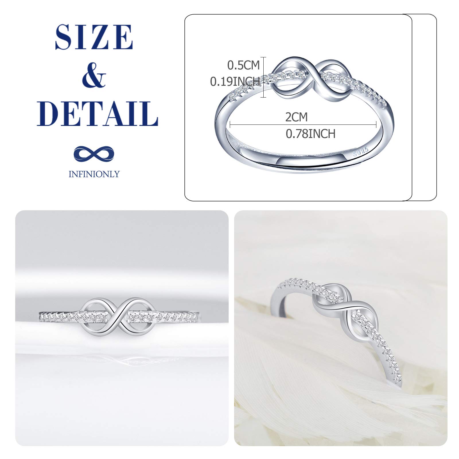 Infinionly Fashion anello argento 925 infinito regolabile Silver