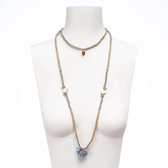 Chic Ad Hoc Collane Lunga cotone azzurro oro nappina