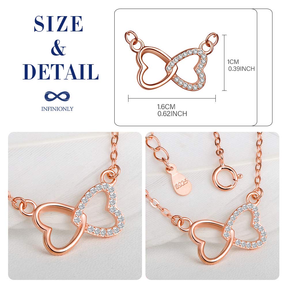 INFINIONLY Fashion Necklaces collana cuore infinito oro rosa zirconi