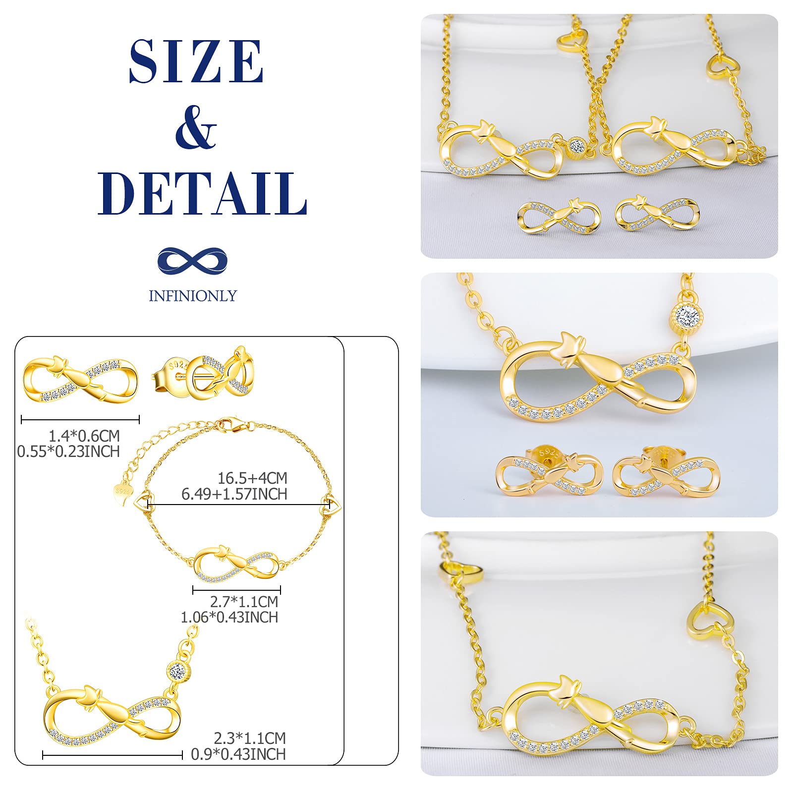 INFINIONLY Fashion Parure C Infinito Gatto Argento 925