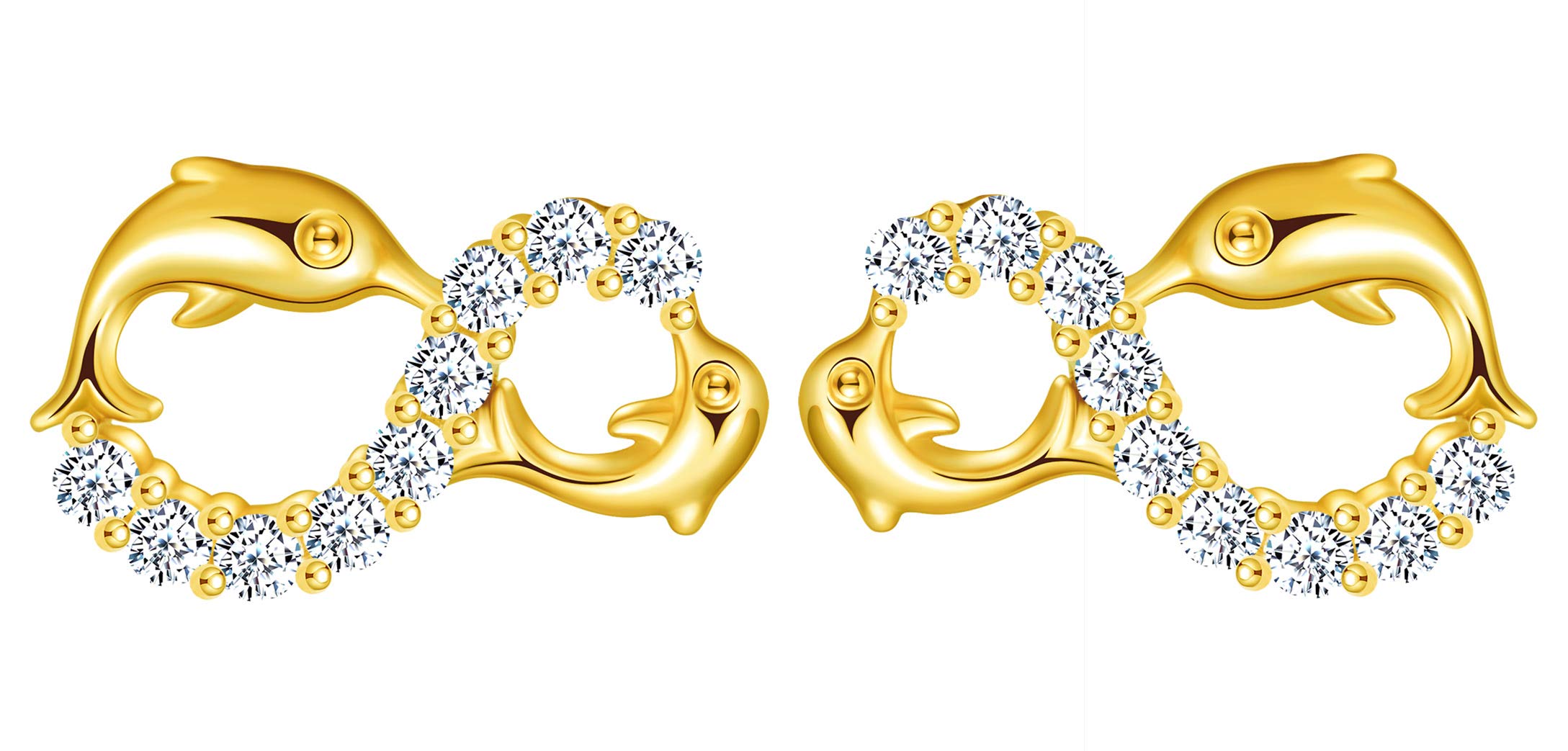 Infinionly Orecchini Delfino Infinito Argento 925 Zirconi Silver