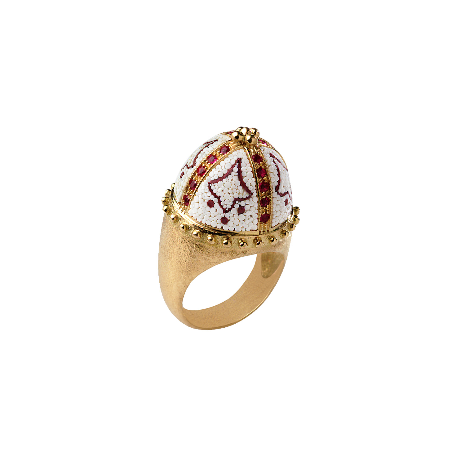 Le Sibille Cupola Ring anello oro rubini mosaico