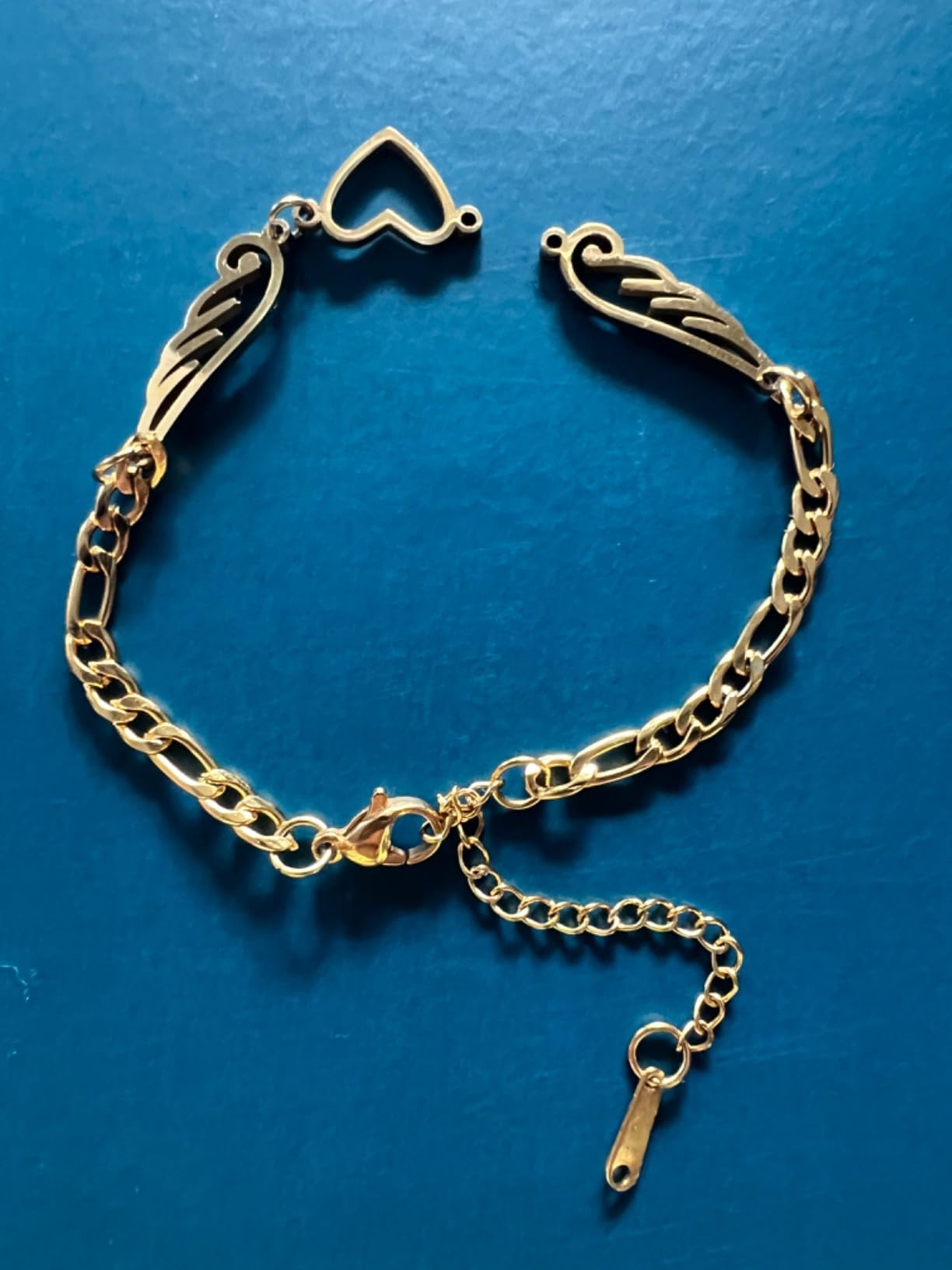 Eueavan Bracelets bracciale acciaio cuore angelo argento