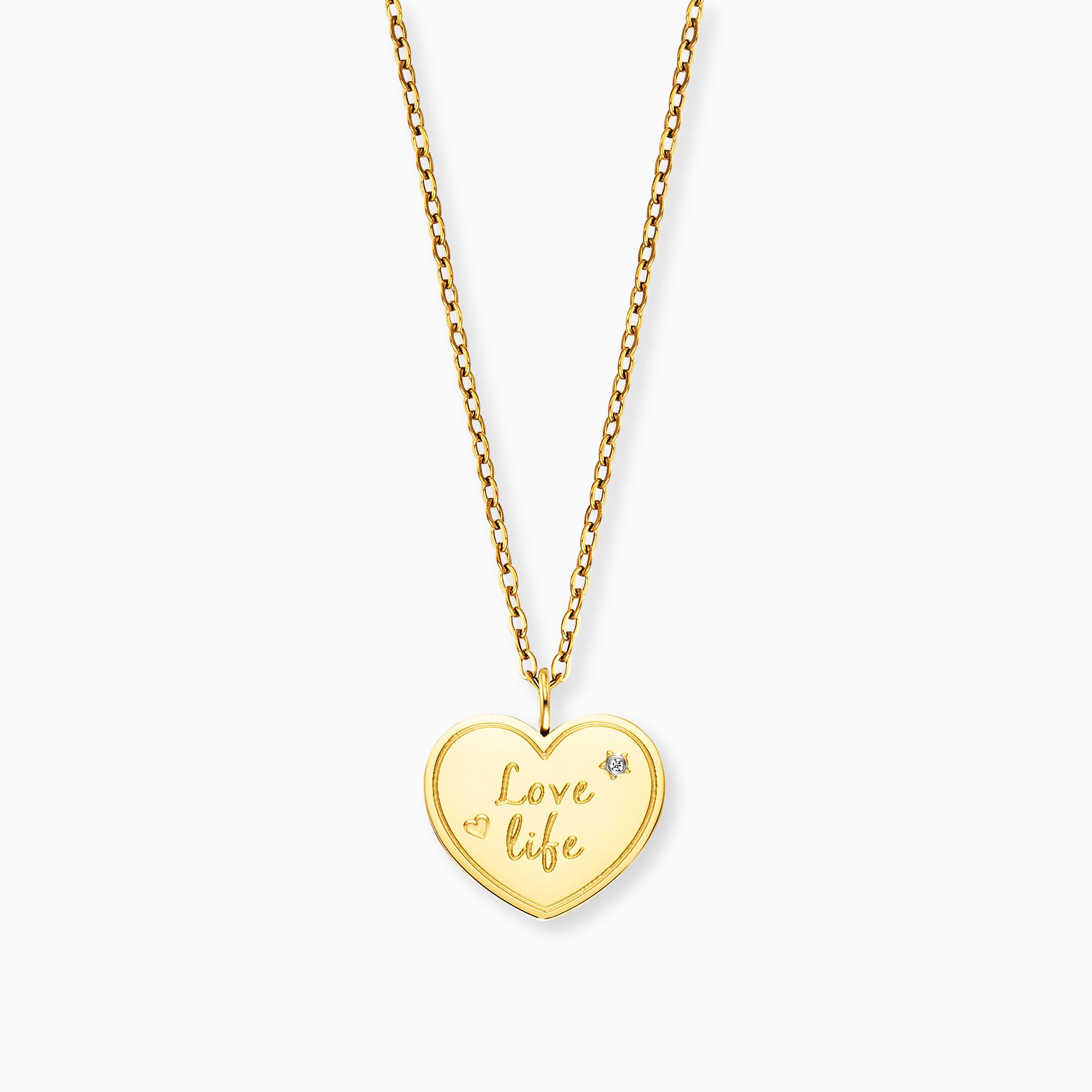 MySteel by Engelsrufer Love collana oro cuore zirconia