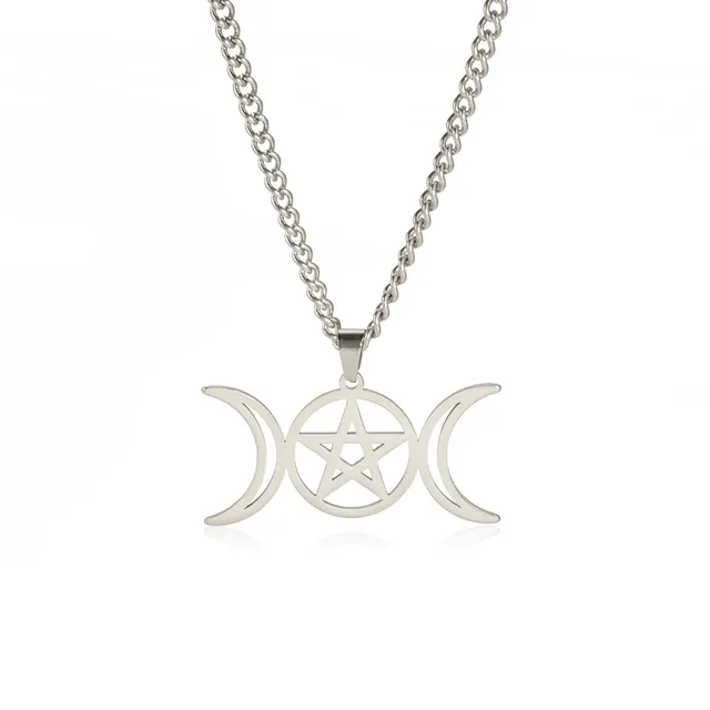 Eueavan Collana Tripla Luna Stella Acciaio Donna