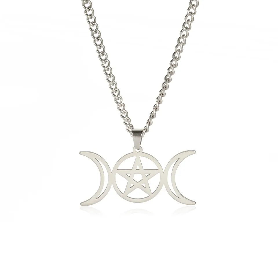 Eueavan Collana Tripla Luna Stella Acciaio Donna