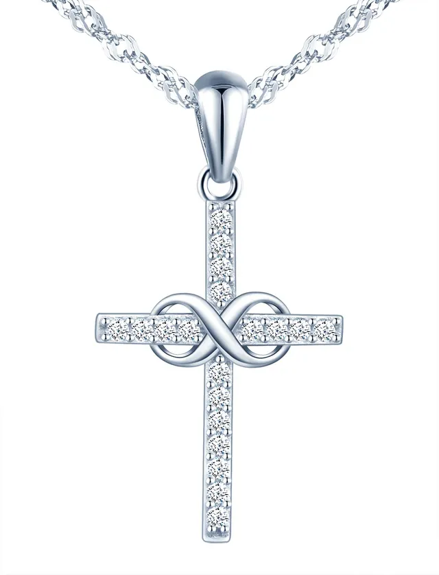 INFINIONLY Fashion Necklaces collana Silver-necklace croce