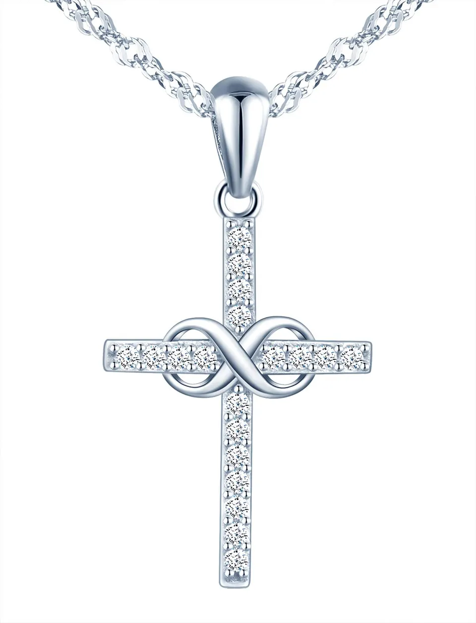 INFINIONLY Fashion Necklaces collana Silver-necklace croce