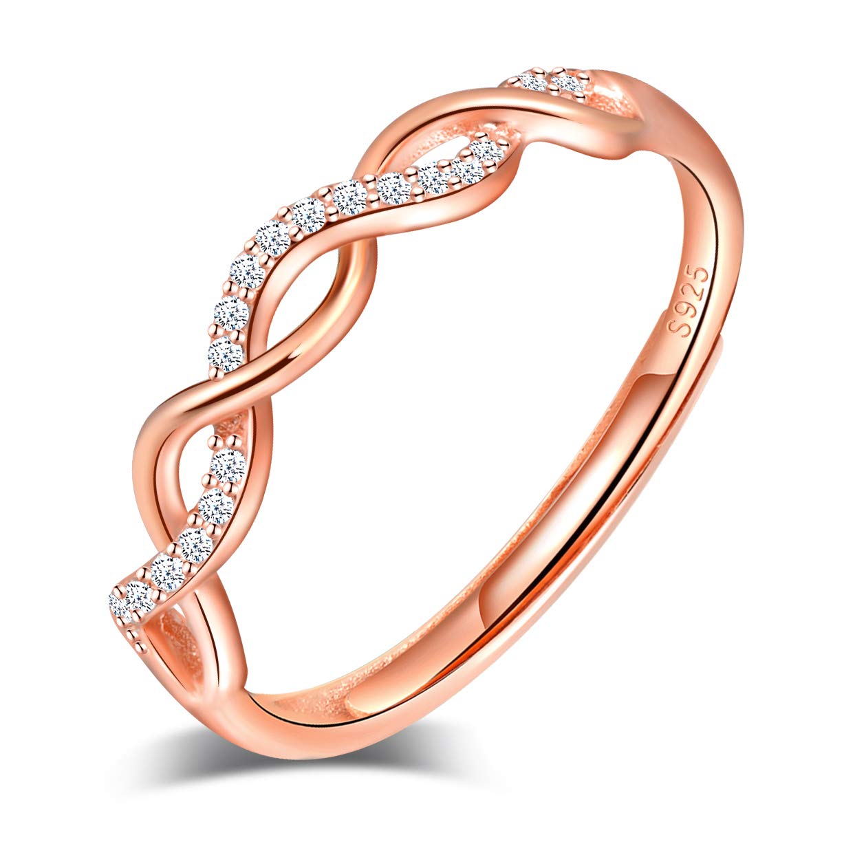INFINIONLY Fashion Anello Infinito Argento 925 Regolabile Zirconi