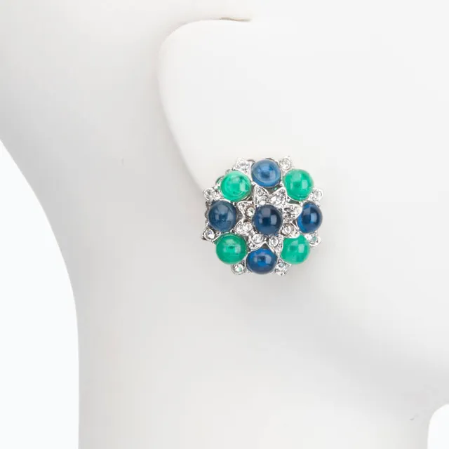 Chic Ad Hoc Orecchini clip argento smeraldo zaffiro