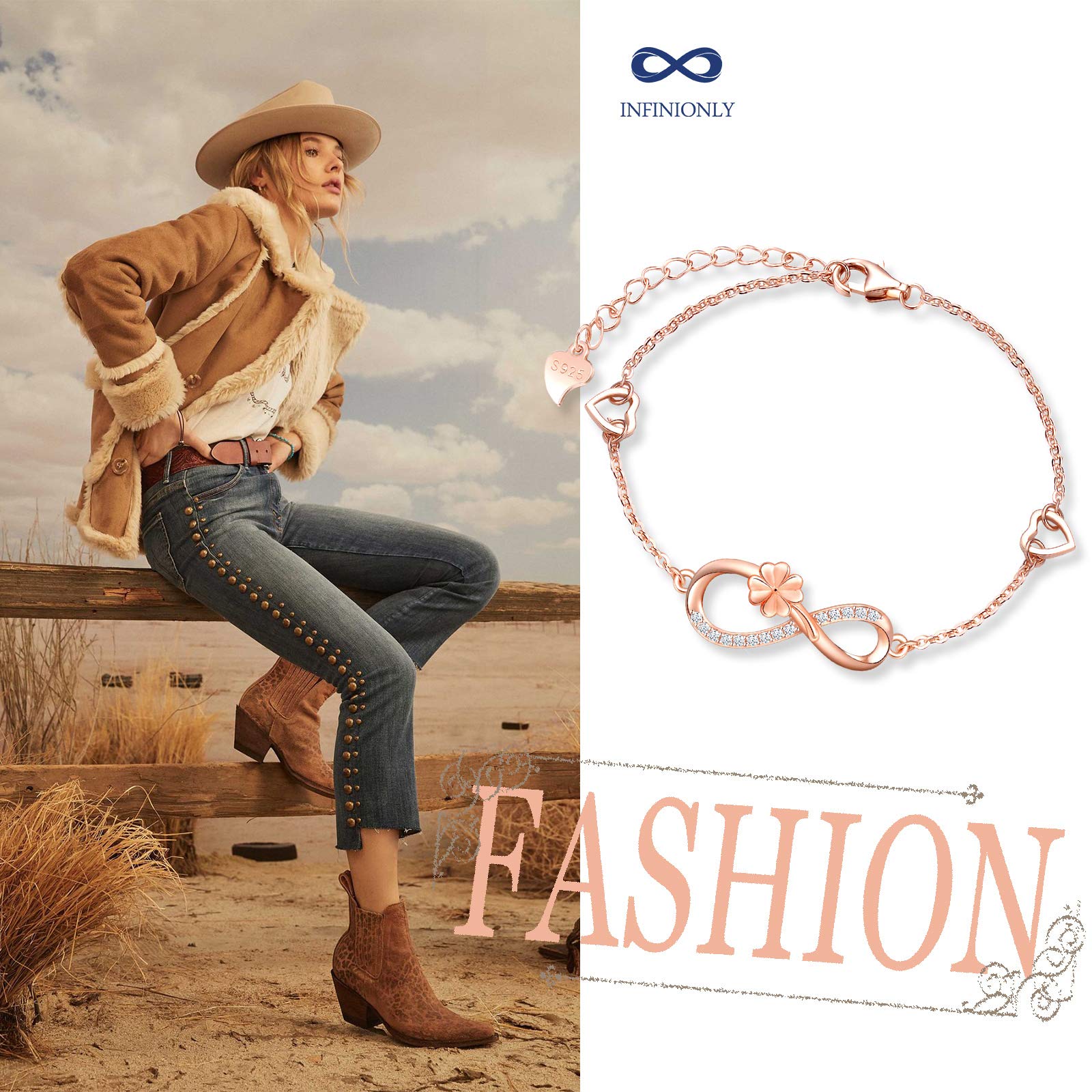 Infinionly Fashion Bracelets bracciale infinito argento A-cuore