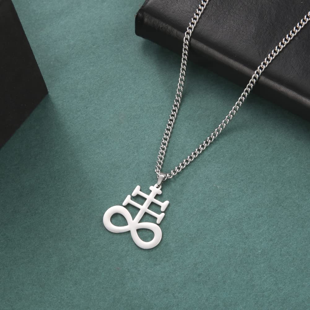 EUEAVAN Necklaces collana croce Leviathan acciaio argento