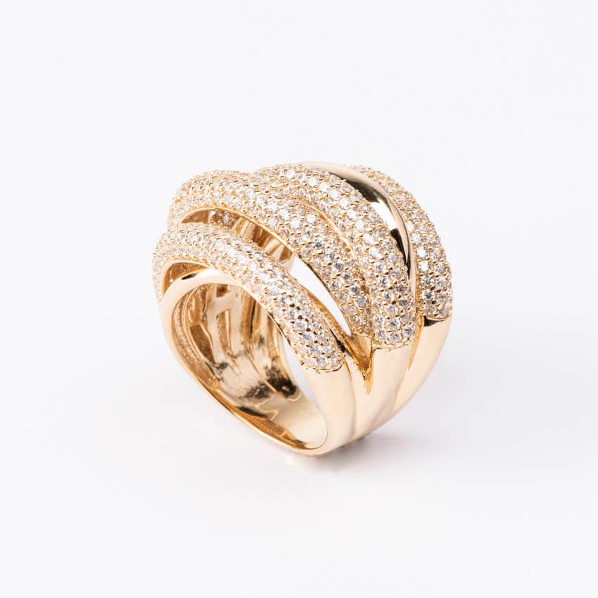 Chic Ad Hoc Anelli Anello Argento Fascia Alta Intreccio