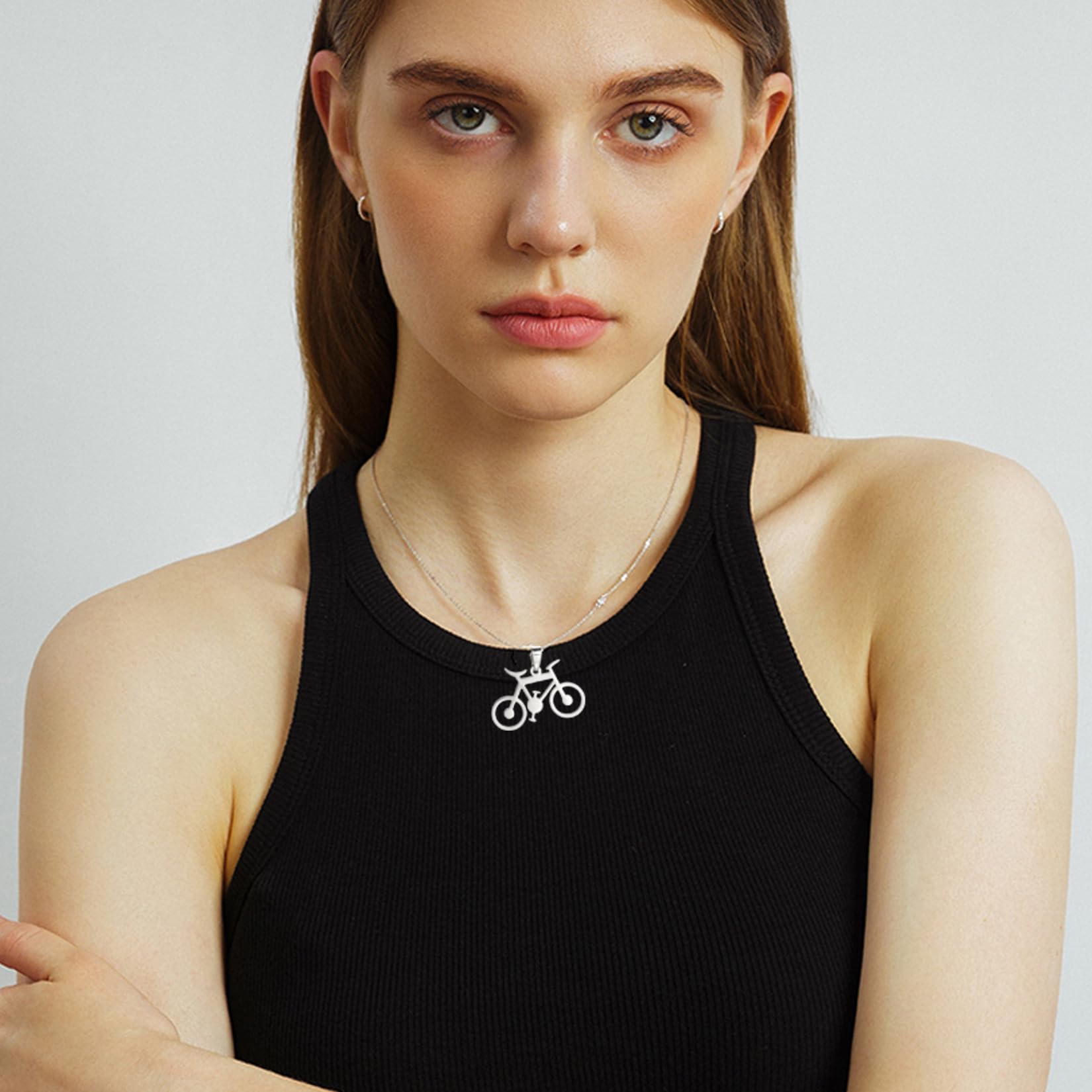Eueavan Necklaces collana bici argento regalo ciclista