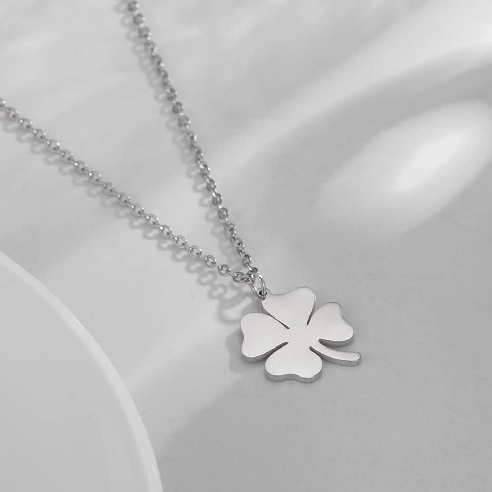 EUEAVAN Collana Quadrifoglio Argento Donna Girocollo Amuleto