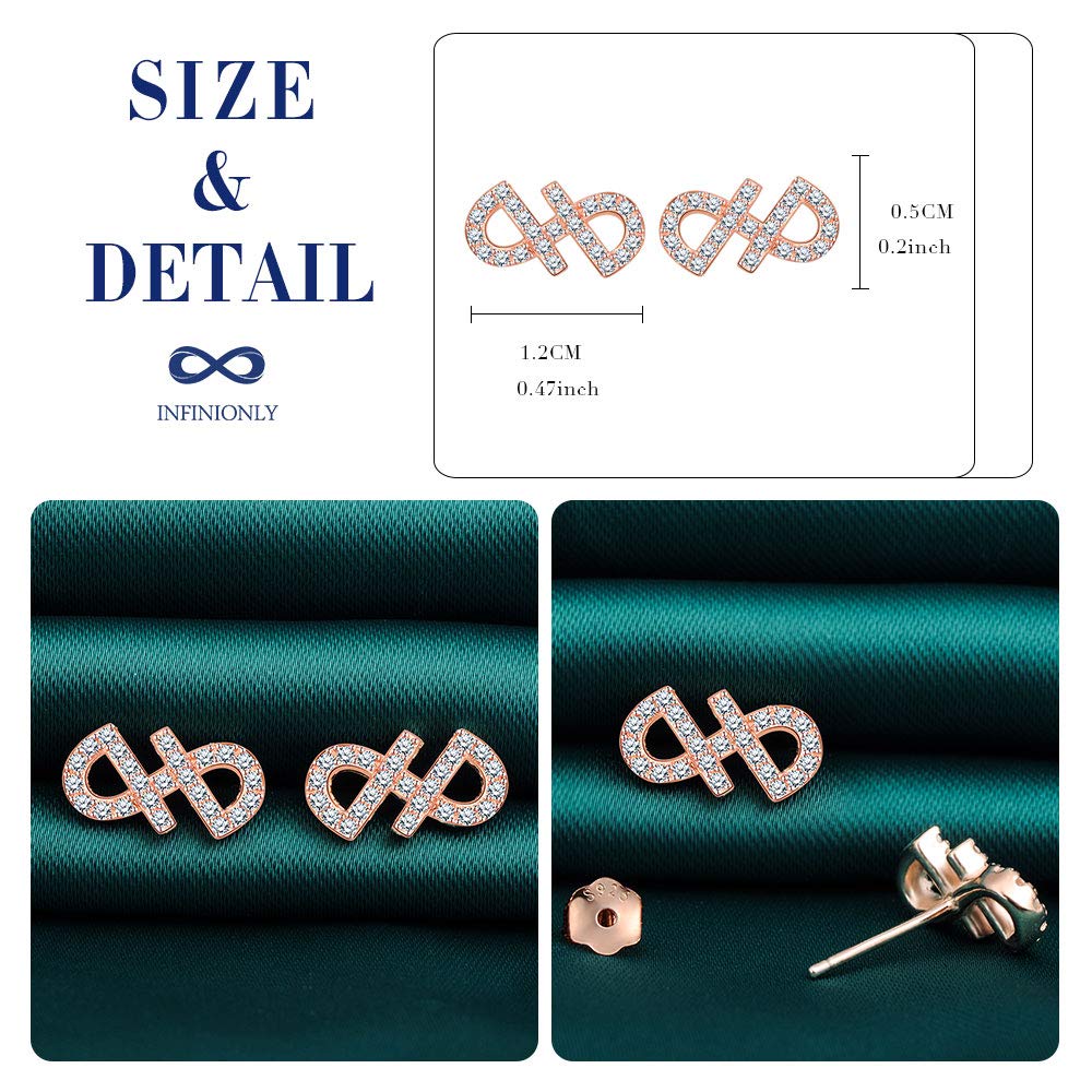Infinionly Fashion orecchini infinito argento 925 oro rosa