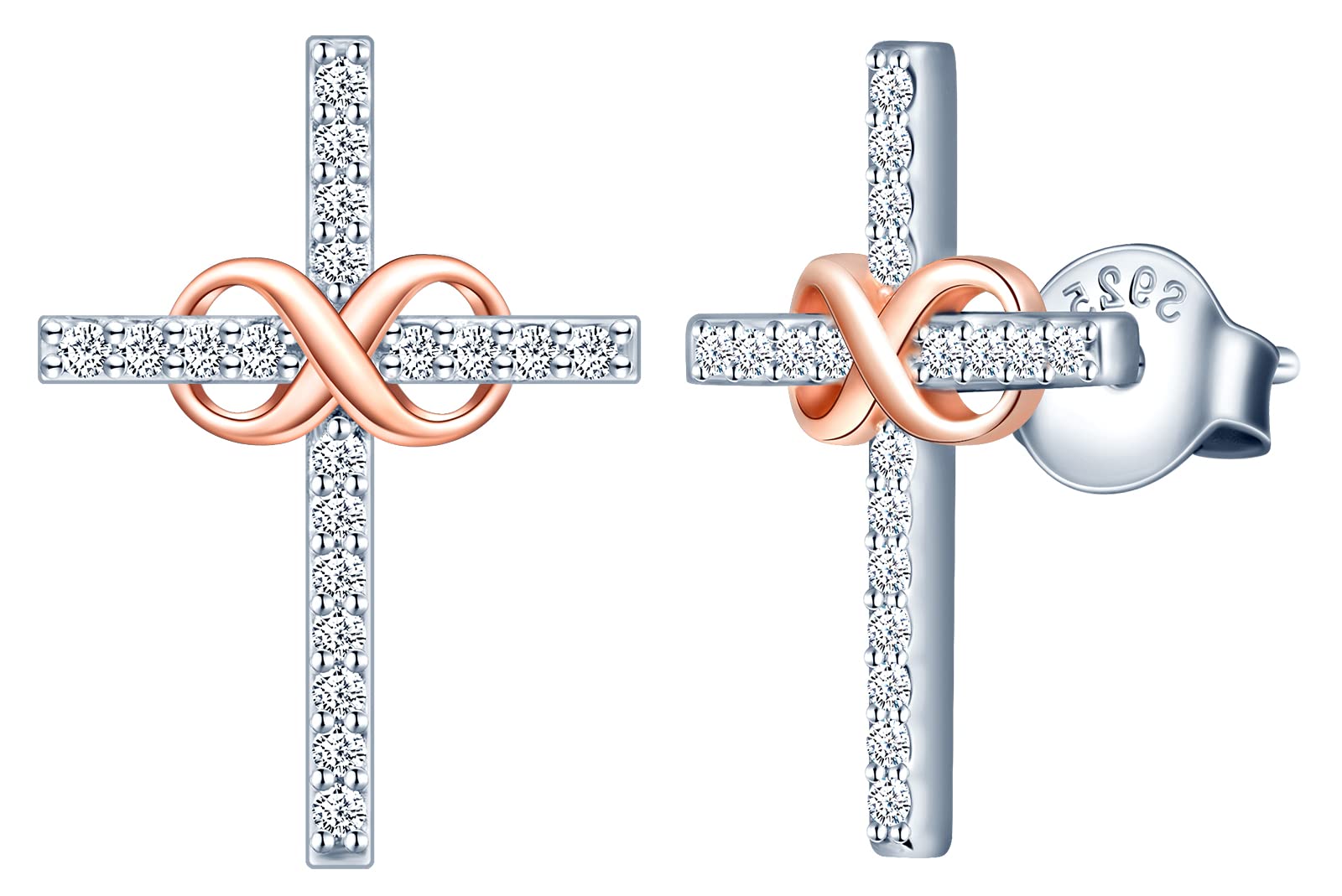 INFINIONLY collana croce infinito bicolore argento B-collane