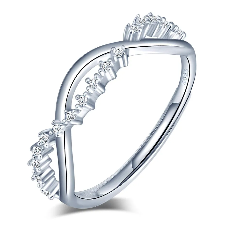 INFINIONLY Fashion Rings anello aperto infinito argento 925 zirconi