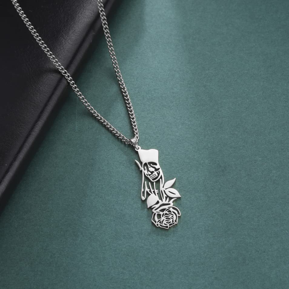 EUEAVAN Necklaces collana teschio rosa gotica girocollo