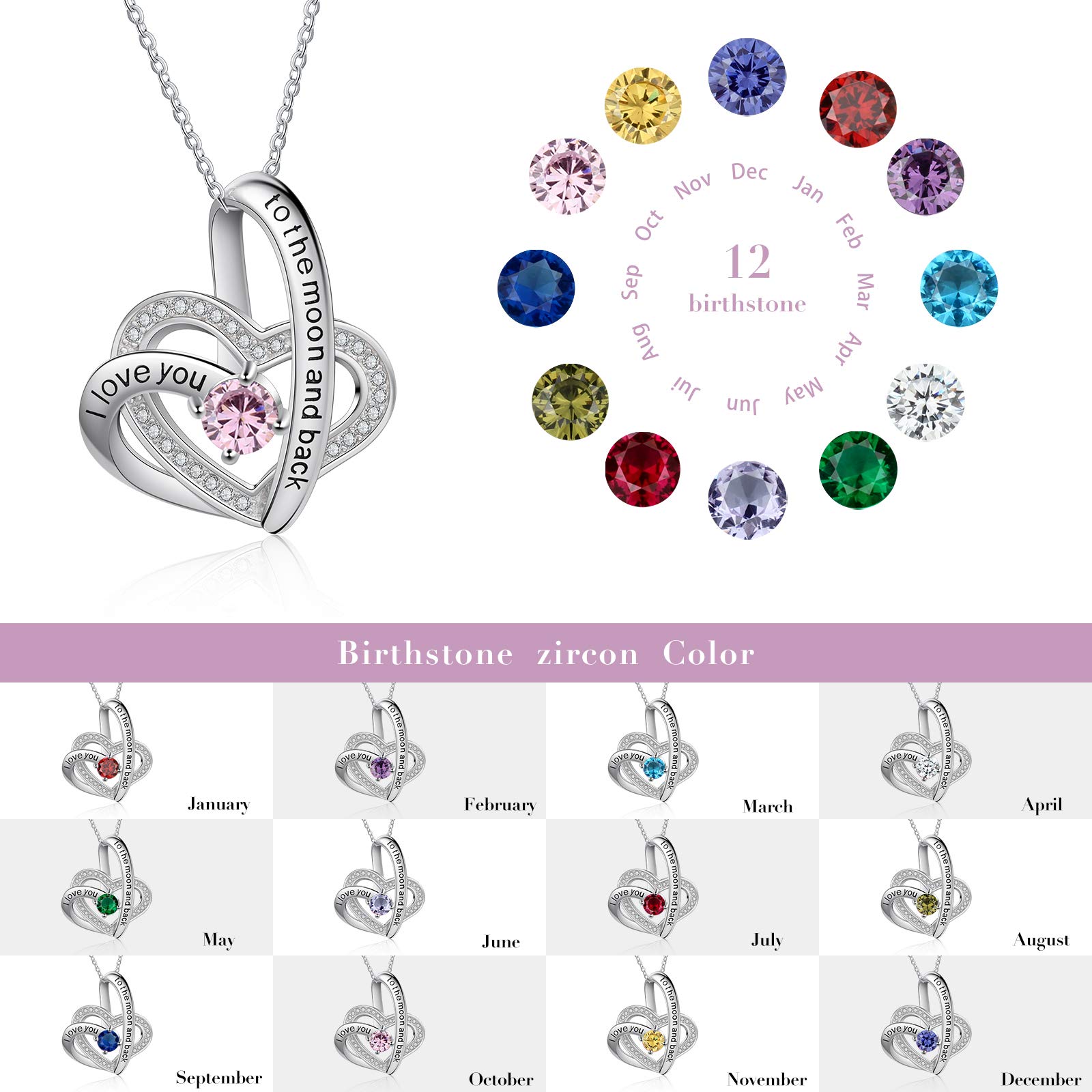 Jessemade Gioielli Cuore Collana Argento Pietra Donna