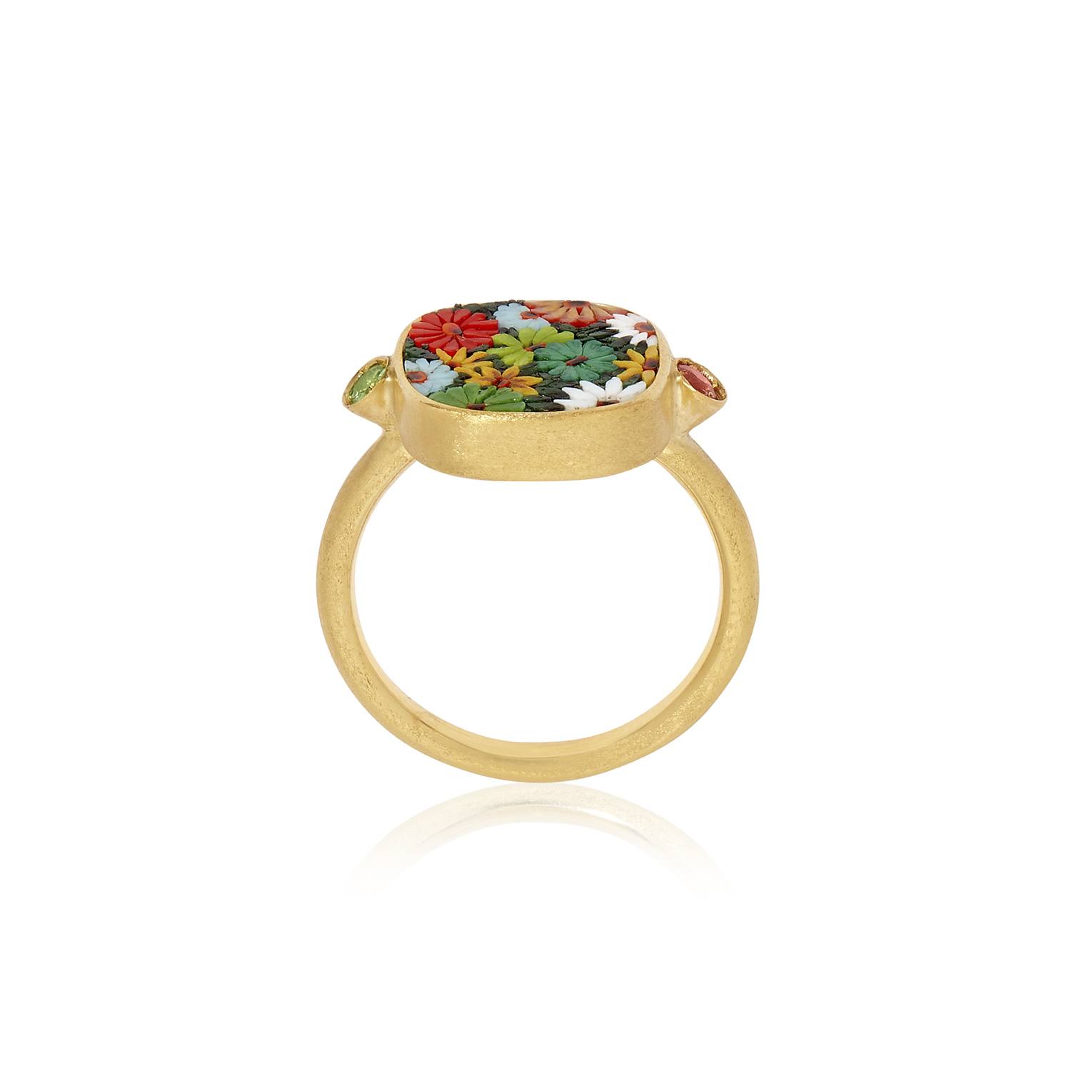 Le Sibille Fez anello oro giallo 18ct zaffiri mosaico