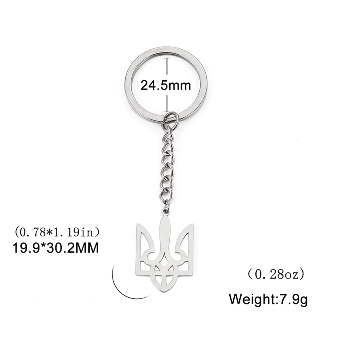 EUEAVAN Keyrings Portachiavi Tridente Ucraina Argento