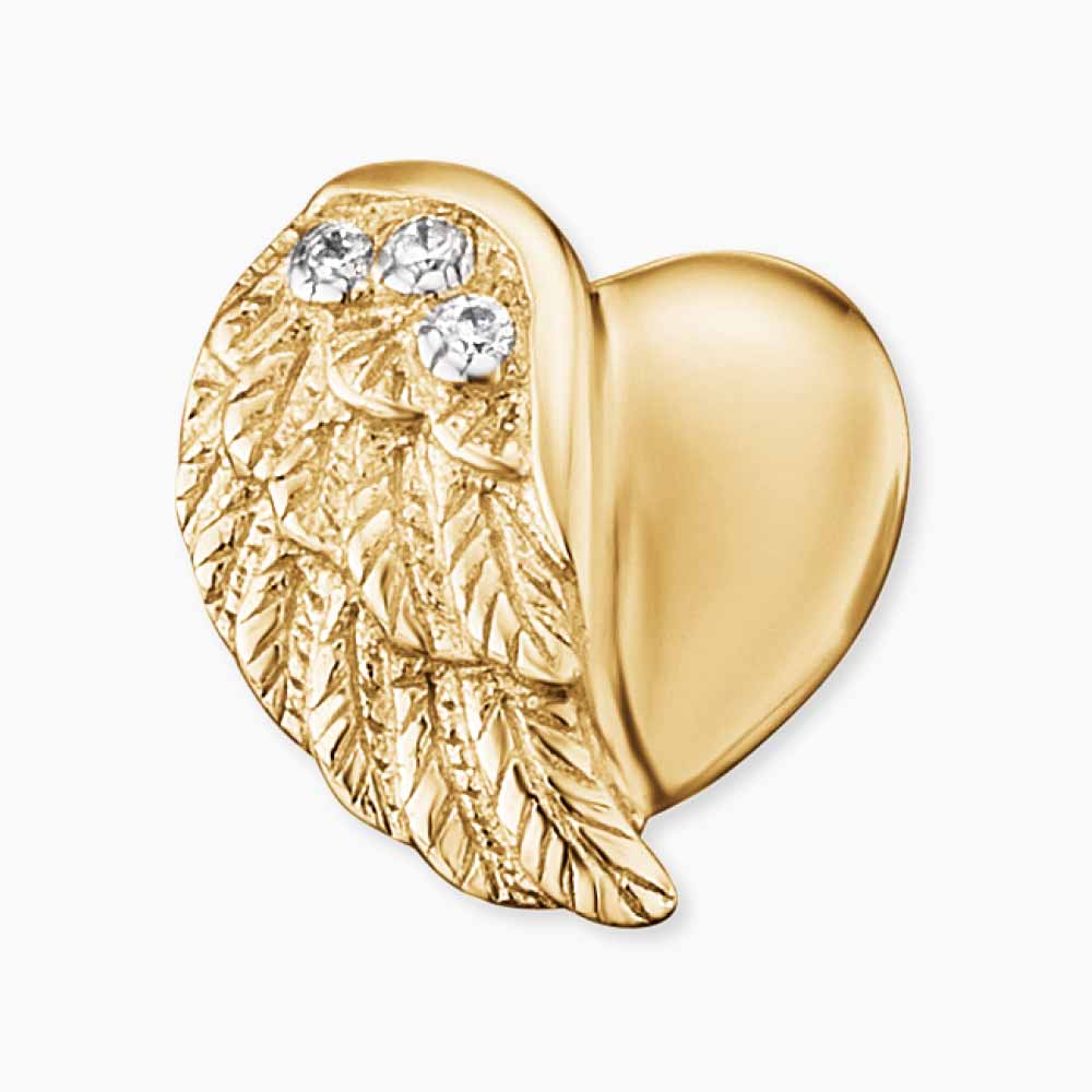 Engelsrufer orecchini lobo cuore ali oro zirconia argento