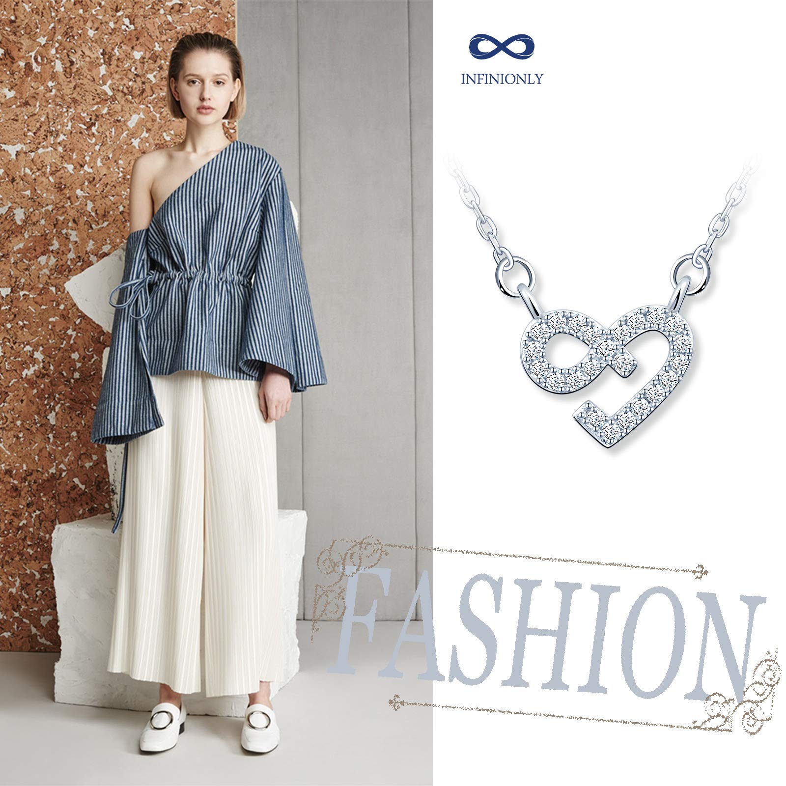 INFINIONLY Fashion Collana argento 925 cuore infinito zirconi