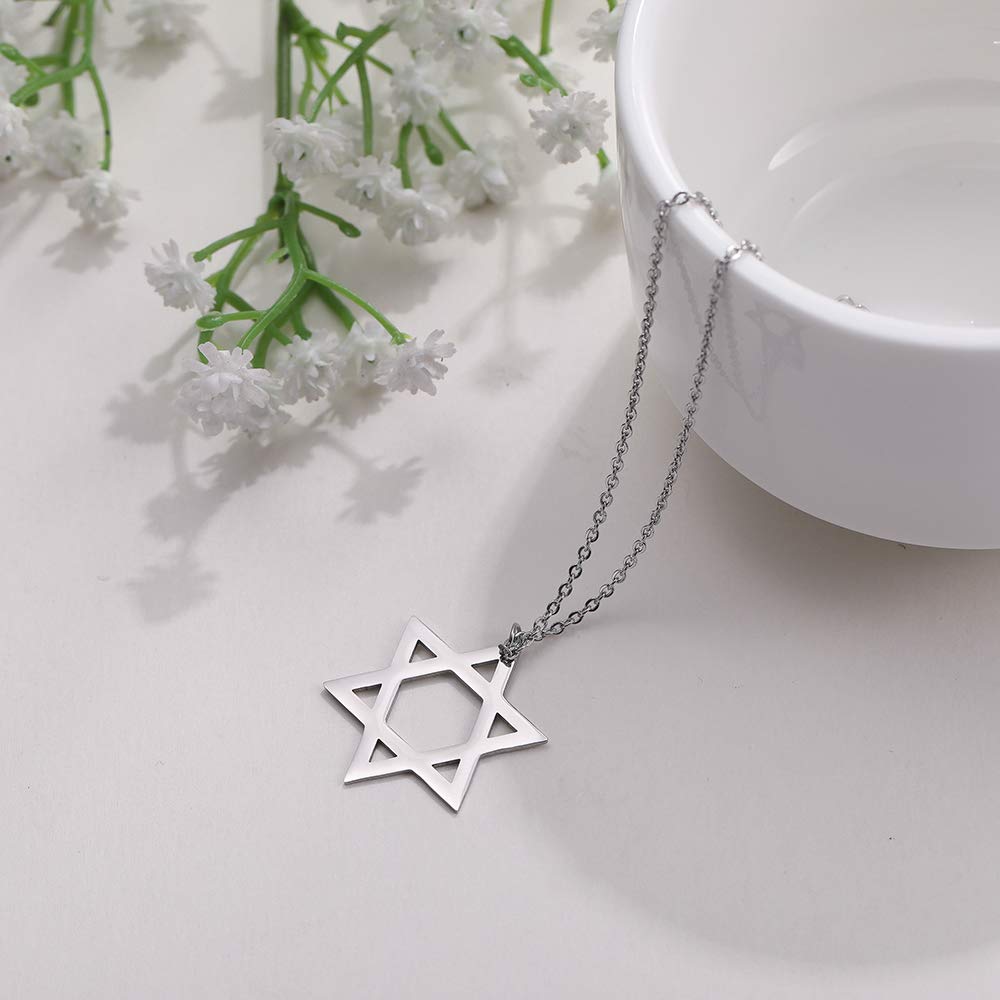 Eueavan Necklaces collana stella David argento acciaio