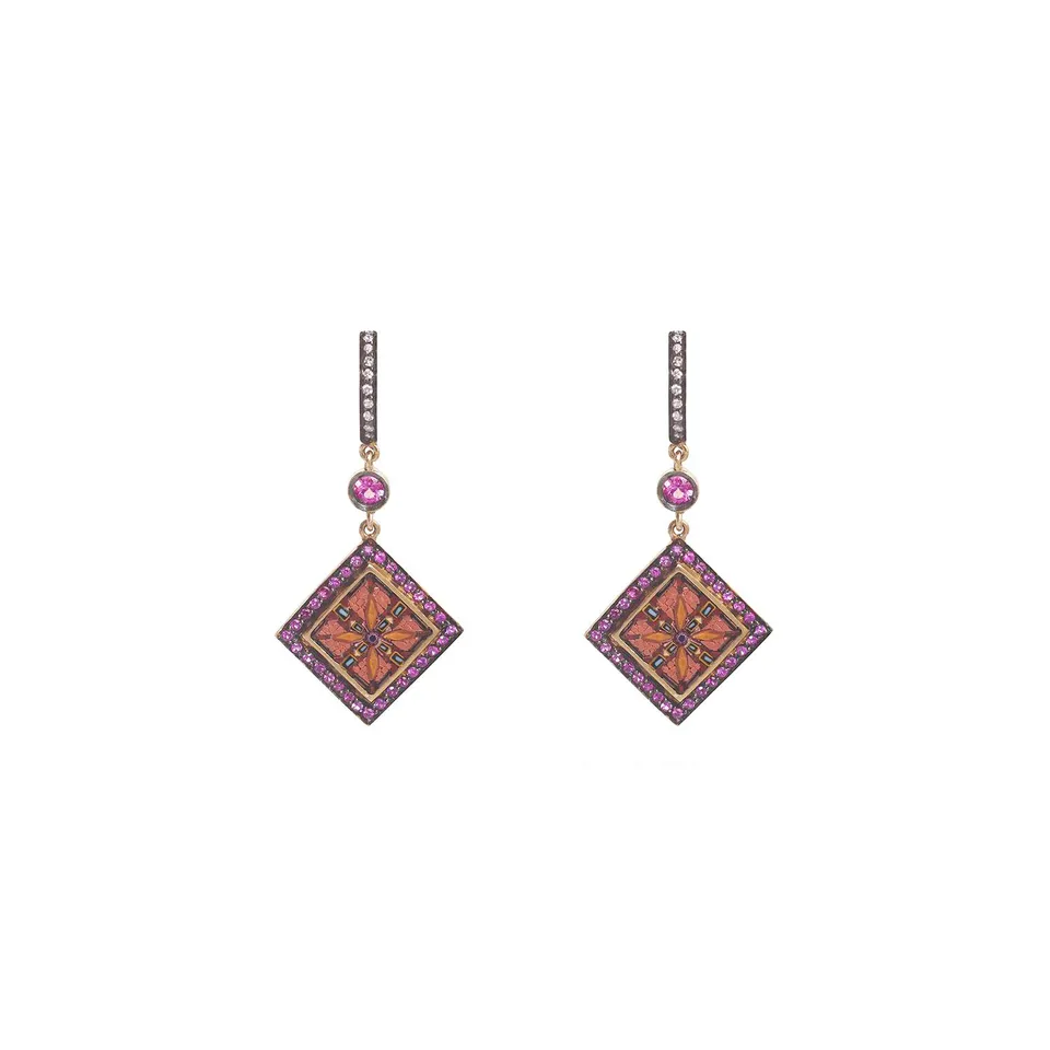 Le Sibille Persepolis Orecchini oro giallo 18kt zaffiri rosa diamanti