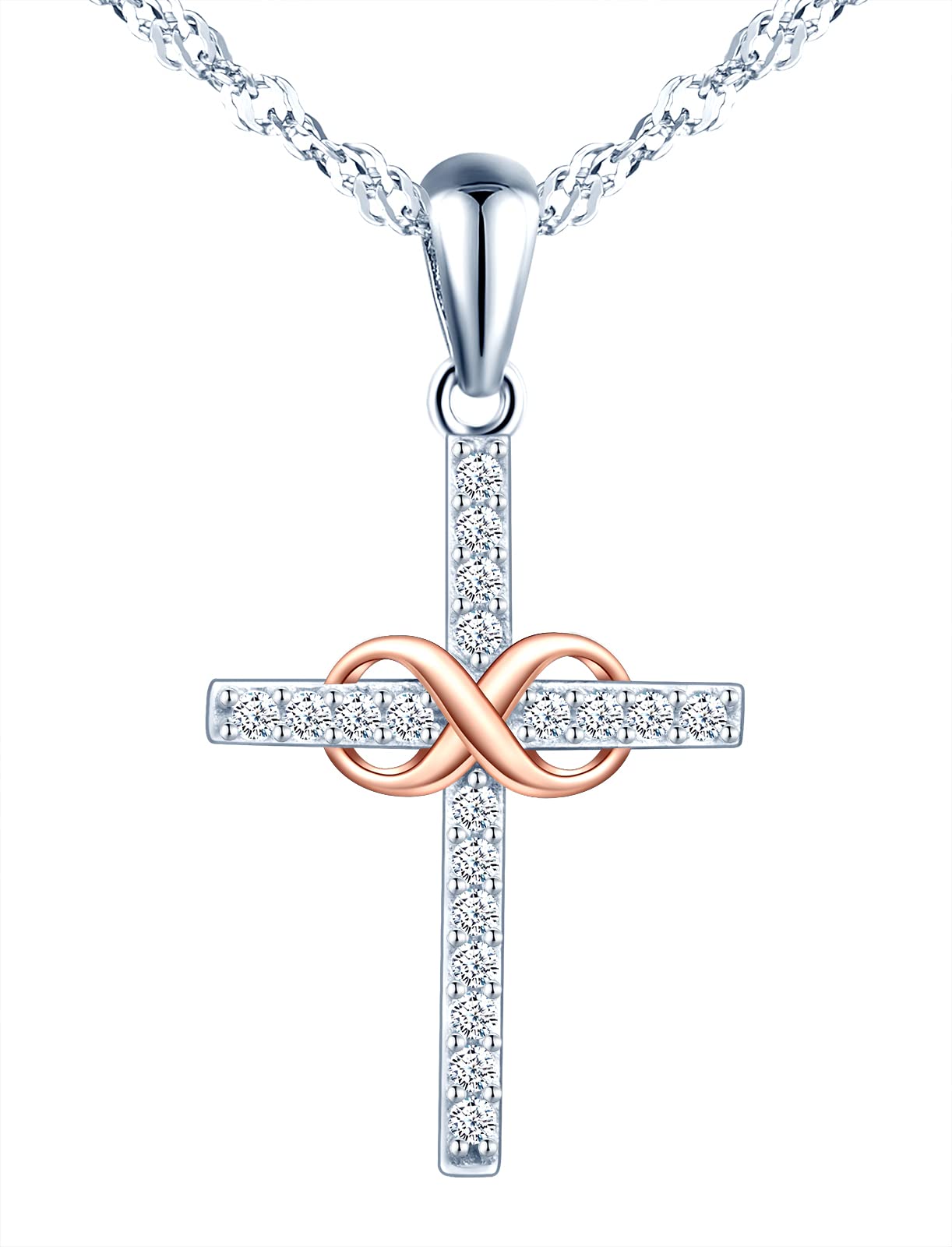 INFINIONLY collana croce infinito bicolore argento B-collane