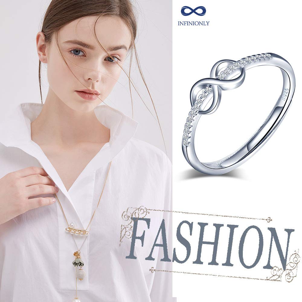 INFINIONLY anello infinito argento 925 zircone regolabile