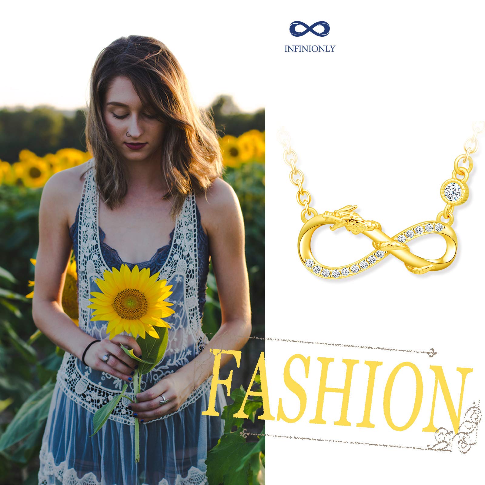 Infinionly Fashion Gold-Necklace collana oro infinito