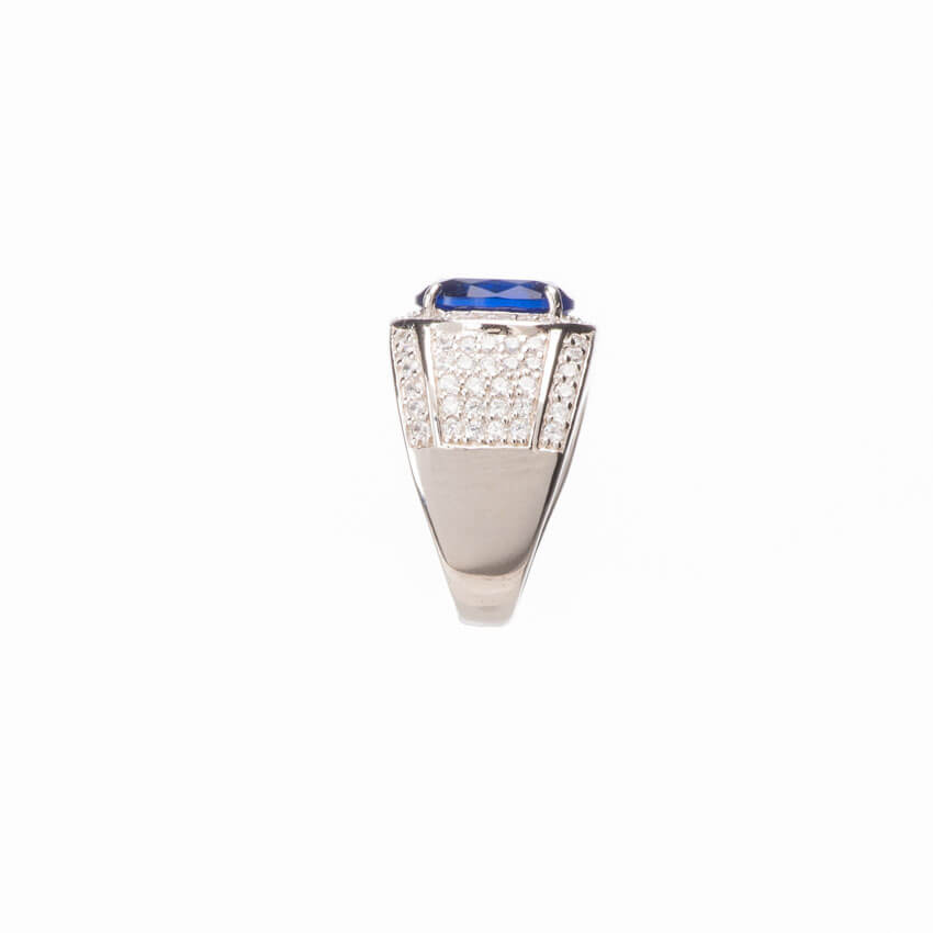 Chic Ad Hoc Anello Fascia Argento Anello Blu Zaffiro Chiaro