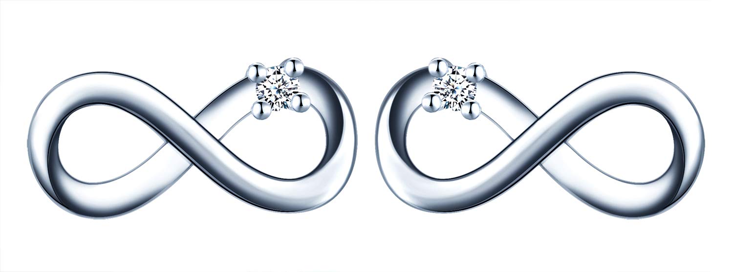 INFINIONLY orecchini argento 925 infinito zirconi perno