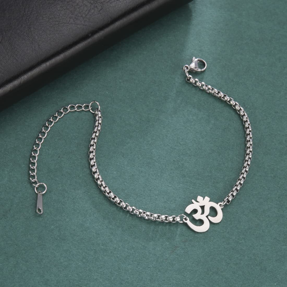 EUEAVAN Bracelets bracciale Om argento yoga portafortuna