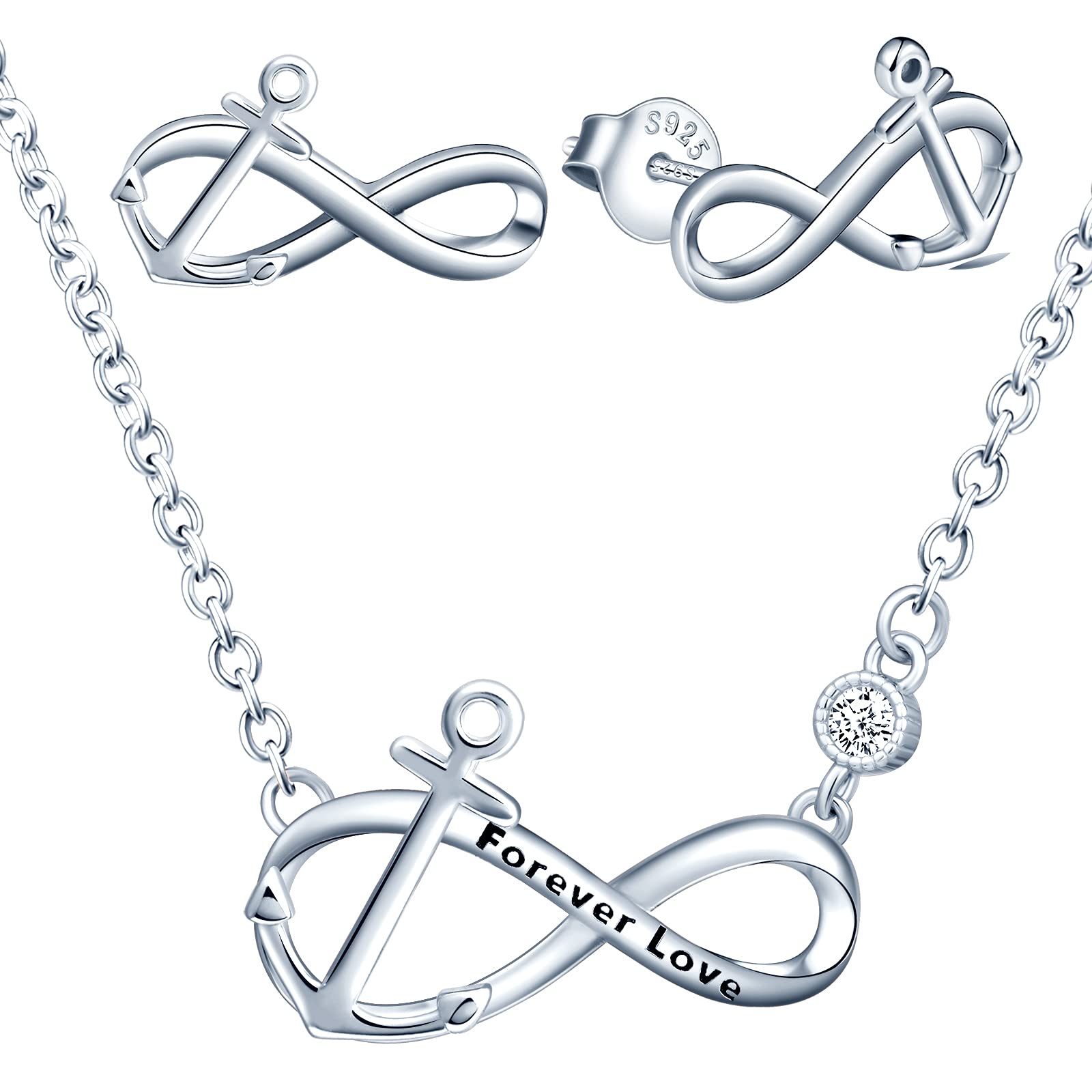 INFINIONLY Collana Infinito Ancora Argento Variante C Collana