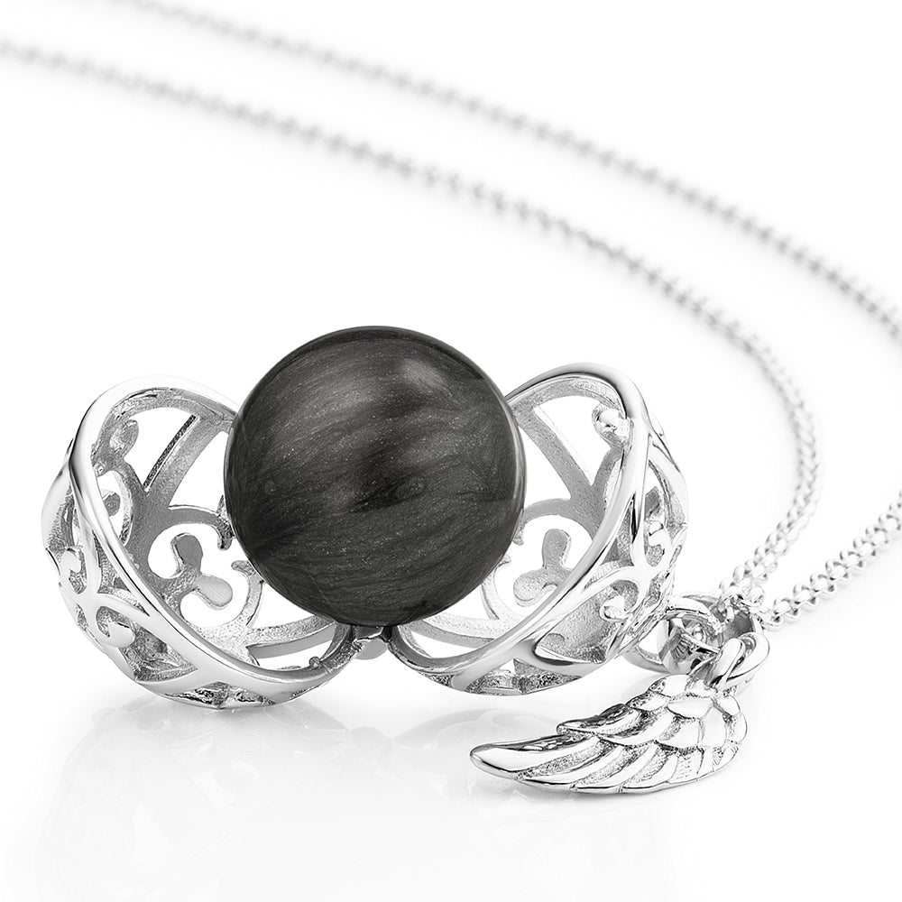 Engelsrufer Collana Argento 925 Chiama Angeli Grigio XS Ala