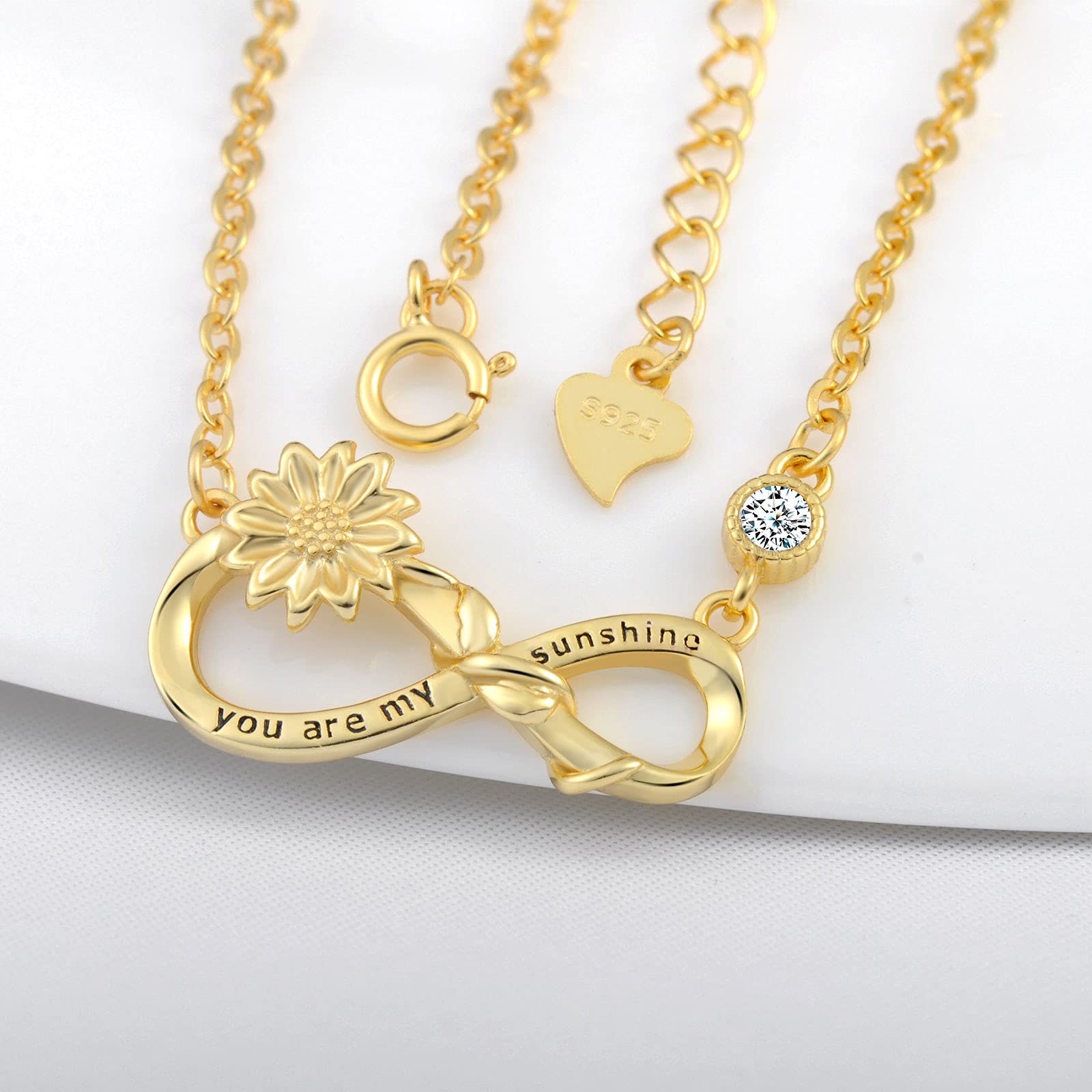 INFINIONLY Collana infinito girasole argento 925 oro