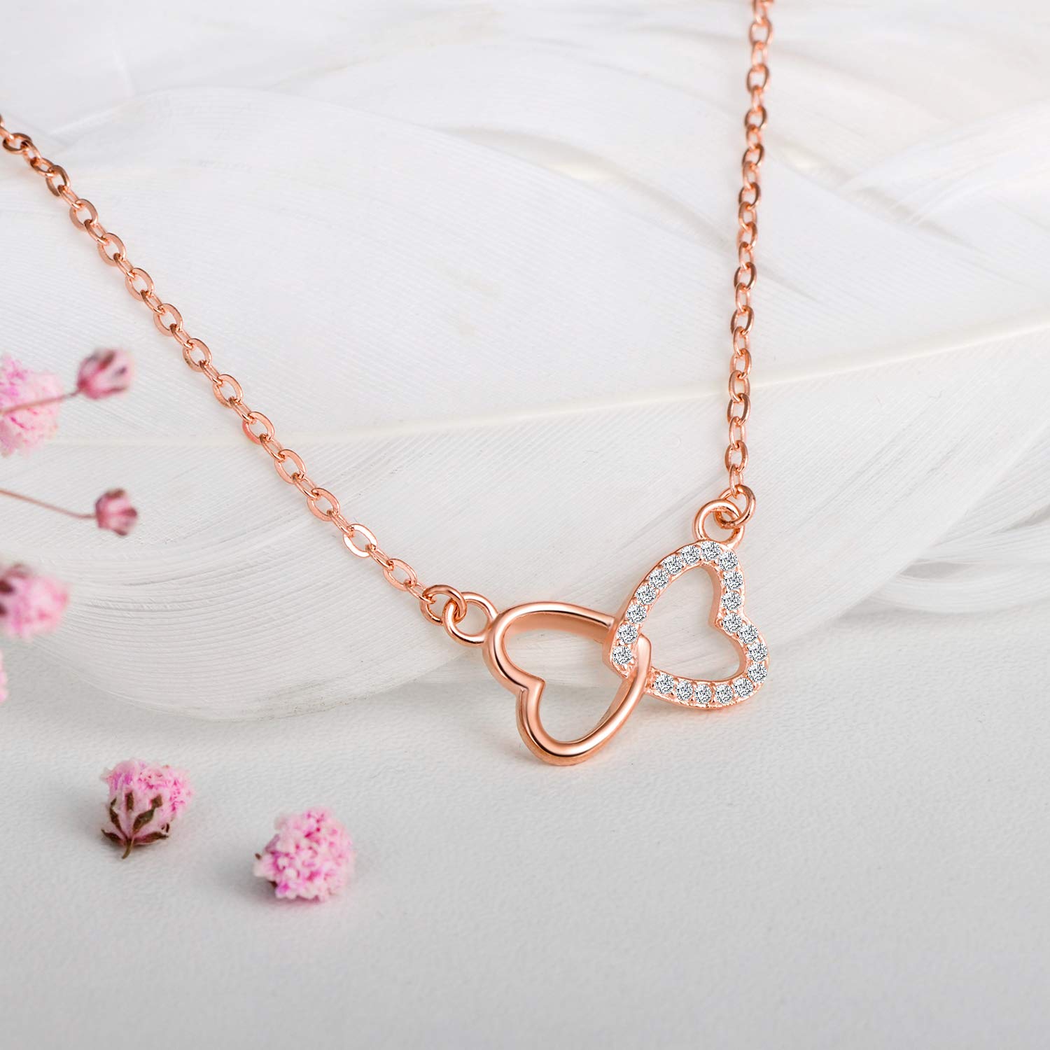 INFINIONLY Fashion Necklaces collana cuore infinito oro rosa zirconi