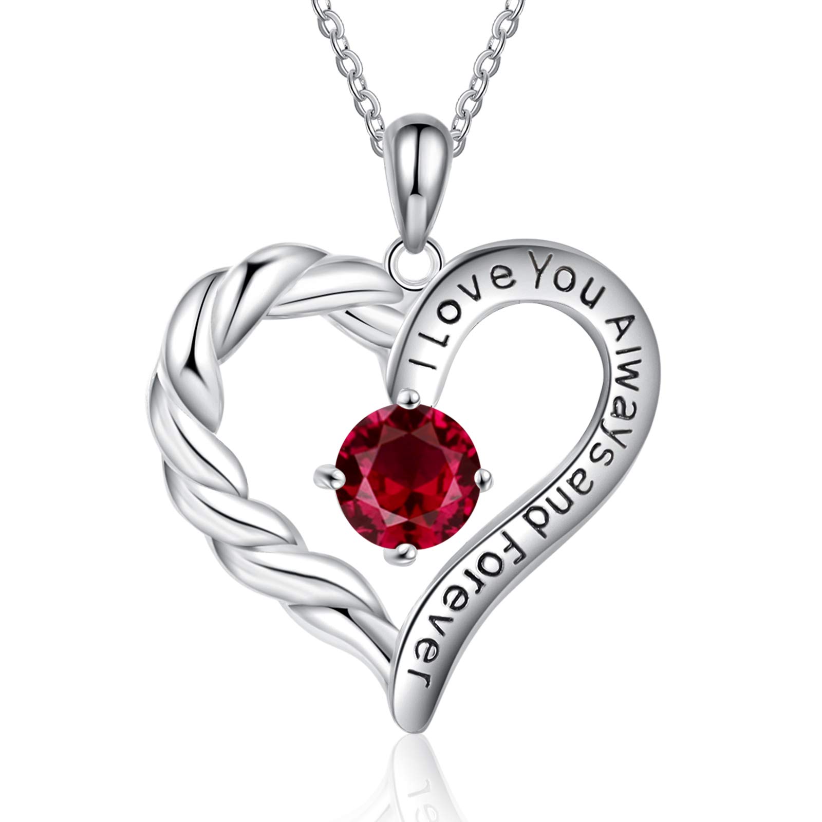 Jessemade Gioielli Collana Argento 925 Cuore Birthstone Regalo Madre