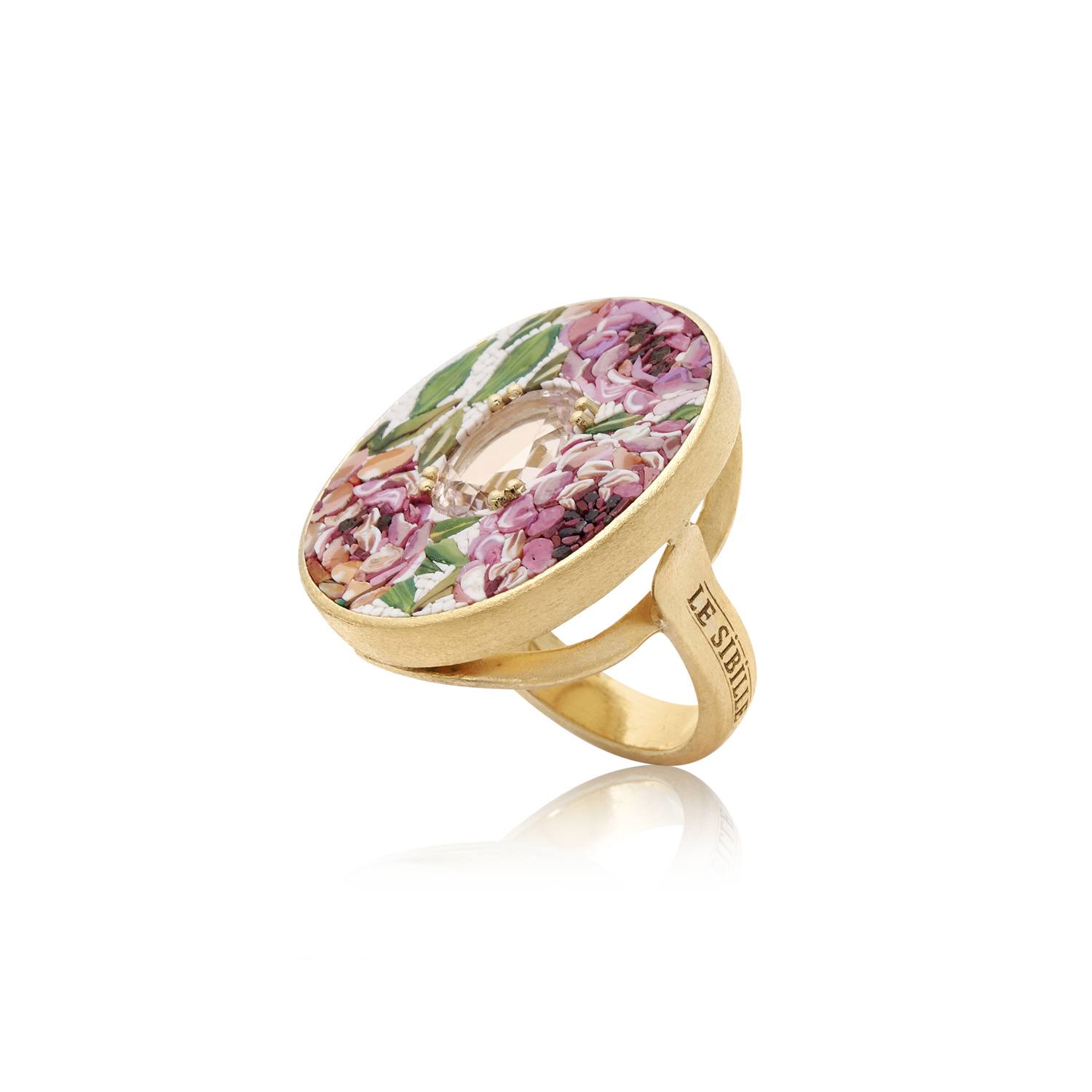 Le Sibille Peony anello oro giallo morganite