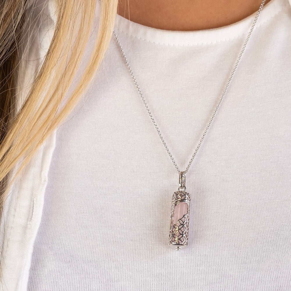 Engelsrufer Powerful Stone collana argento quarzo rosa M
