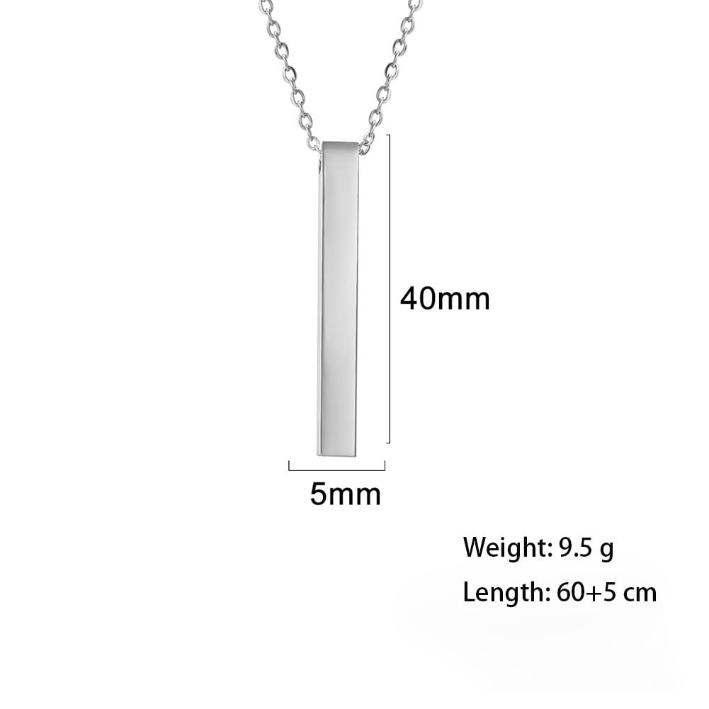 EUEAVAN Necklaces collana barra acciaio 60cm argento