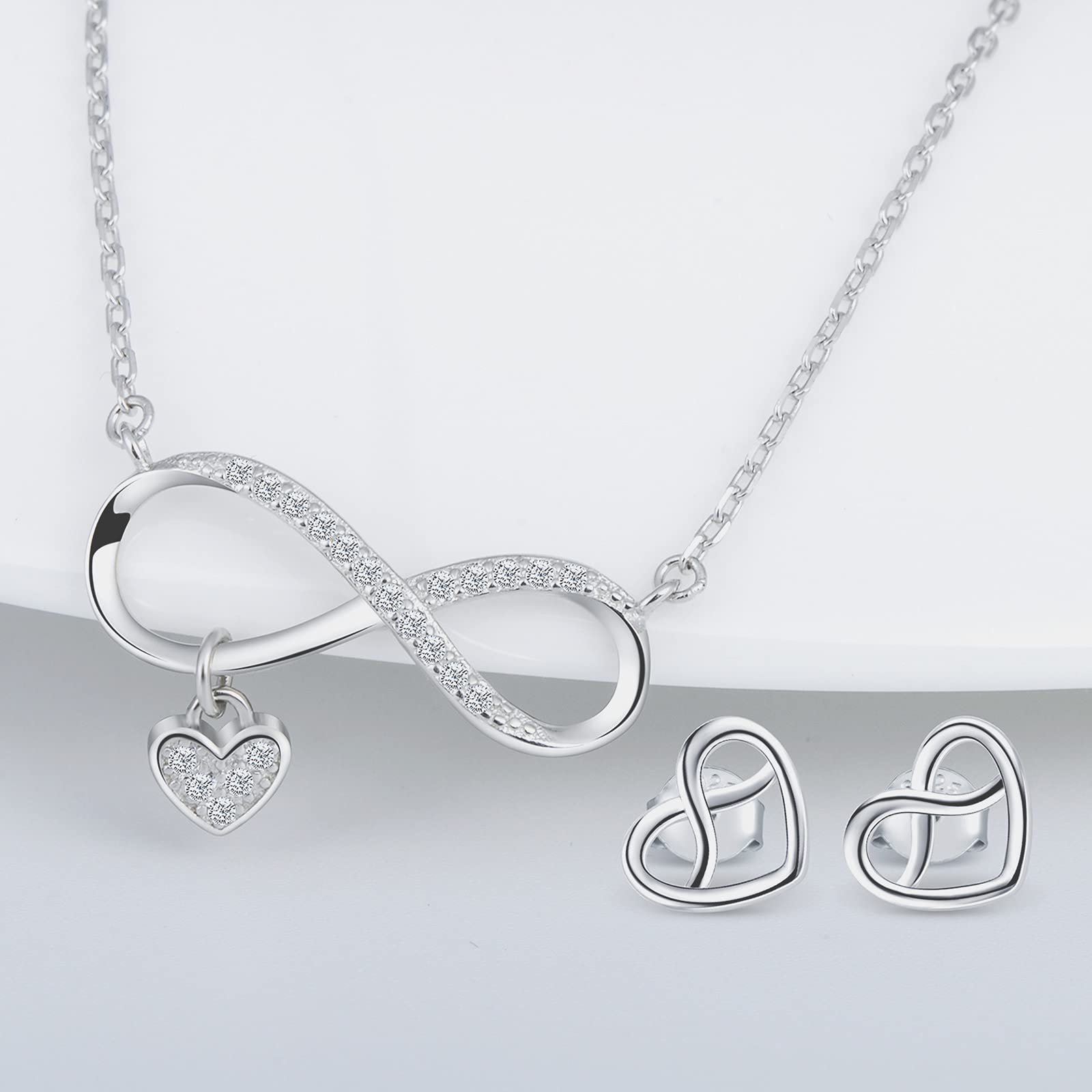 INFINIONLY Fashion Necklaces parure collana argento 925 cuore A-silver